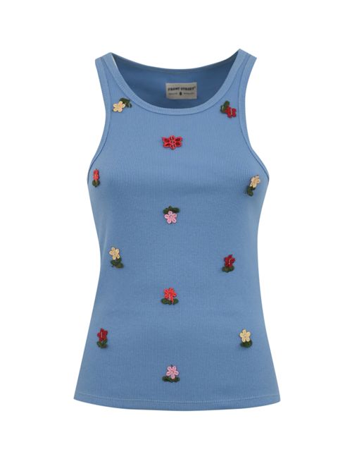Top canotta con ricamo fiori Azzurro FRONT STREET | 3449121